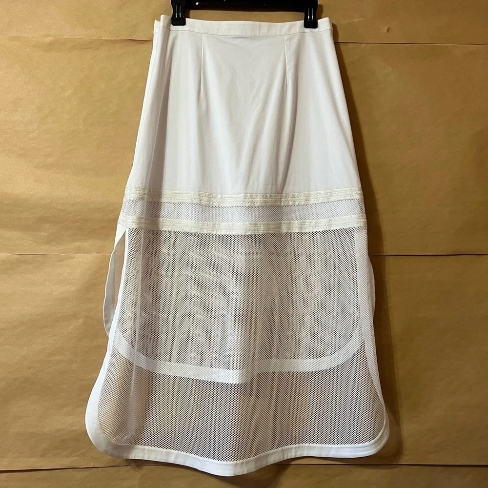Robert Rodriguez | NWT Kuba Embroidered Midi Skirt Tiered Mesh White Size 10